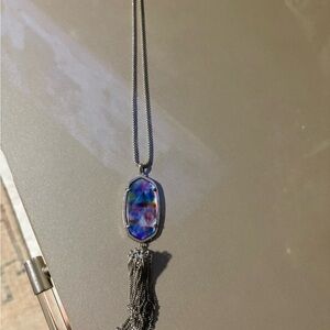 Kendra Scott Iridescent Necklace with Silver Tassel